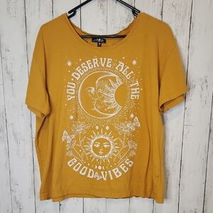 🥳Good Vibes Mustard Yellow Graphic Tee 1X